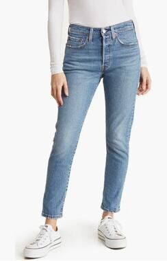 Levi's 501 Skinny Jeans Button Fly Medium Indigo Worn in